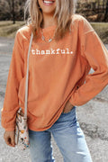 THANKFUL Round Neck Long Sleeve Sweatshirt - Hovatok
