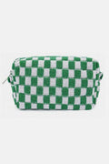 Zenana Checkered Pattern Knitted Cosmetic Pouch - Hovatok