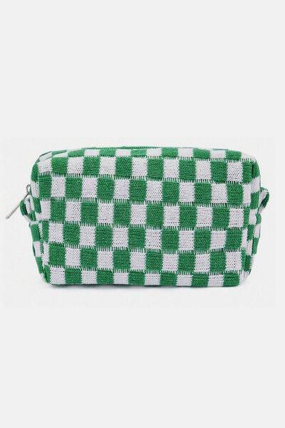 Zenana Checkered Pattern Knitted Cosmetic Pouch - Hovatok