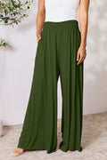 Basic Bae Full Size Smocked Wide Waistband Wide Leg Pants - Hovatok