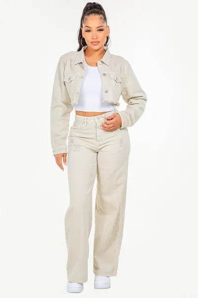 American Bazi High Waist Distressed Wide Leg Jeans - Hovatok