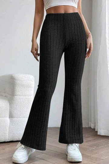 Basic Bae Full Size Ribbed High Waist Flare Pants - Hovatok