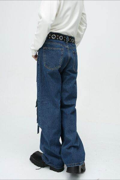 Mid Rise Men's Jeans with Cargo Pockets - Hovatok