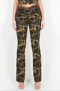 American Bazi V-Cut Ruched Camo Flare Pants - Hovatok