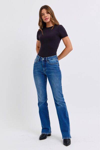 Judy Blue Full Size Run Mid-Rise Bootcut Jeans with Thermal Lining - Hovatok