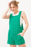 And The Why Button Up Tie Back Sleeveless Romper - Hovatok