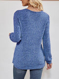 V-Neck Ribbed Long Sleeve Top - Hovatok