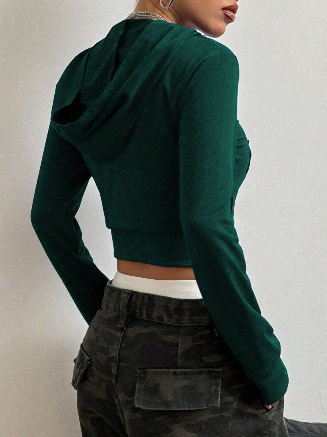 Letter Graphic Zip Up Long Sleeve Hoodie - Hovatok