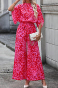 Leopard Belted Wide Leg Jumpsuit - Hovatok