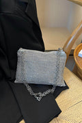 Rhinestone Polyester Chain Crossbody Bag - Hovatok