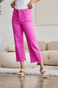 RFM Crop Chloe Full Size Tummy Control High Waist Raw Hem Jeans - Hovatok