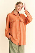 Davi & Dani Waffle-Knit Button Down Shirt - Hovatok
