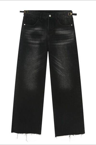 Raw Hem Straight Leg Jeans - Hovatok