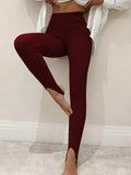 Ribbed Mid Waist Leggings - Hovatok