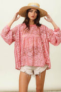 BiBi Floral Lace Long Sleeve Top - Hovatok
