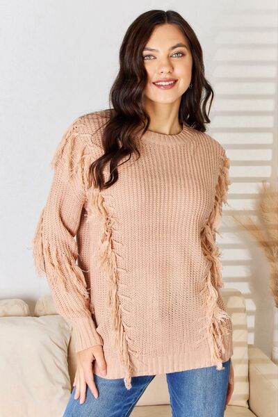 And The Why Tassel Detail Long Sleeve Sweater - Hovatok