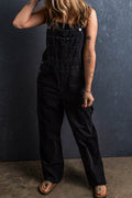 Pocketed Straight Denim Overalls - Hovatok