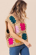 BiBi Granny Square Openwork Sweater Vest - Hovatok