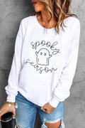 Ghost Graphic Long Sleeve Dropped Shoulder Sweatshirt - Hovatok