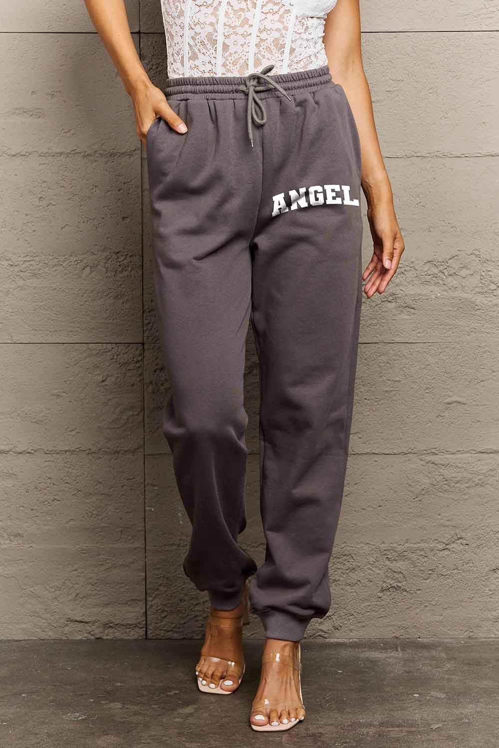 Simply Love Simply Love Full Size Drawstring Angel Graphic Long Sweatpants - Hovatok