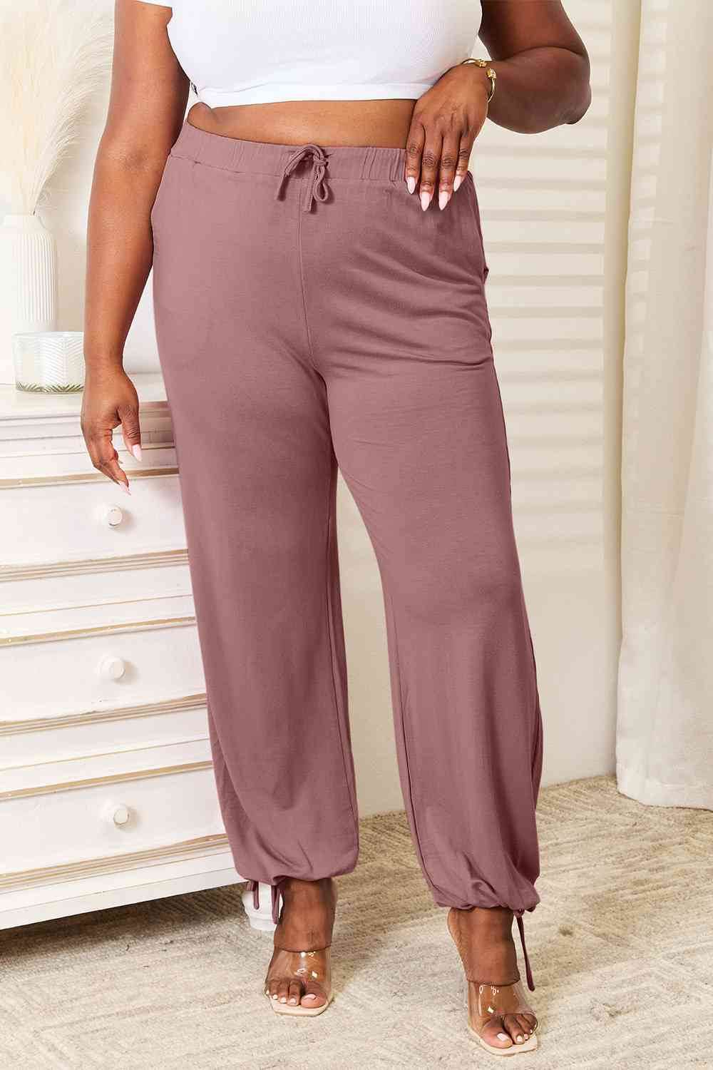 Basic Bae Full Size Soft Rayon Drawstring Waist Pants with Pockets - Hovatok