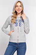ACTIVE BASIC CALIFORNIA Zip Up Drawstring Long Sleeve Hoodie - Hovatok