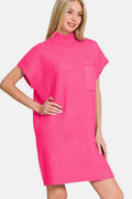 Zenana Short Sleeve Sweater Mini Dress - Hovatok