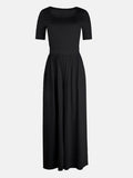 Scoop Neck Short Sleeve Jumpsuit - Hovatok