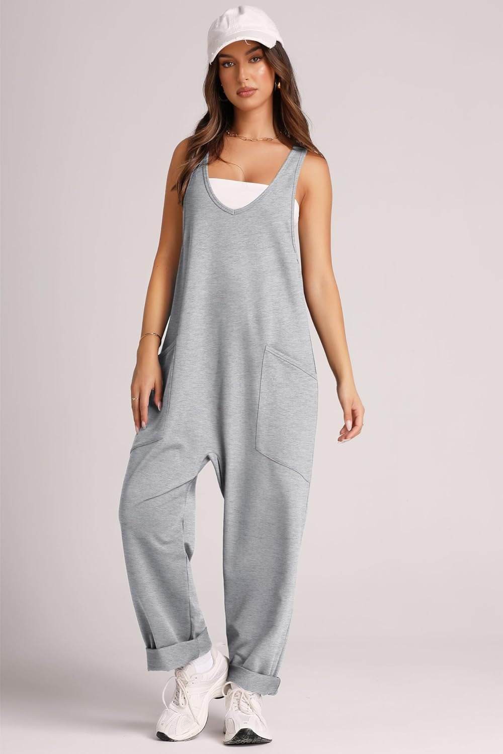 Lovelet Wide Strap Jumpsuit with Pockets - Hovatok