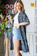 Heimish Full Size Half Sleeve Floral Open Cardigan Plus Size - Hovatok