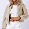 Long Sleeve Collared Neck Sherpa Jacket - Hovatok