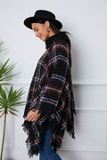 Shiny Turtleneck Plaid Raw Hem Sweater - Hovatok