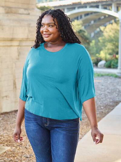 Basic Bae Full Size Round Neck Drop Shoulder T-Shirt - Hovatok