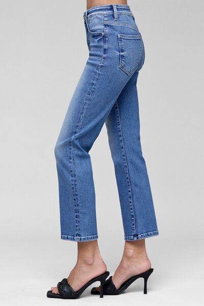 RISEN Full Size Tummy Control High Rise Crop Straight Jeans Plus Size - Hovatok