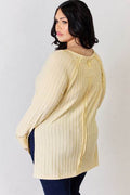 Basic Bae Full Size Ribbed Round Neck Slit T-Shirt - Hovatok