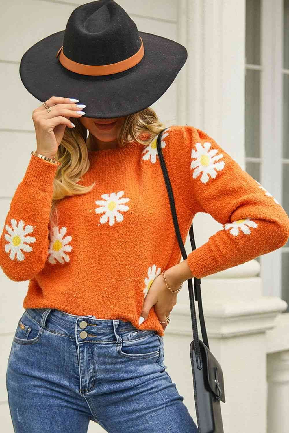 Angel Wings Flower Pattern Round Neck Short Sleeve Pullover Sweater - Hovatok