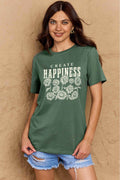 Simply Love Full Size CREATE HAPPINESS Graphic Cotton T-Shirt - Hovatok