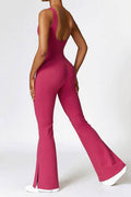 Basic Bae Sleeveless Bootcut Slit Active Jumpsuit - Hovatok
