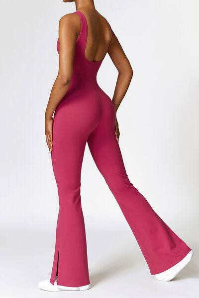 Basic Bae Sleeveless Bootcut Slit Active Jumpsuit - Hovatok