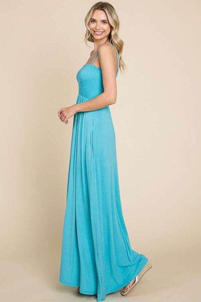 Culture Code Full Size Smocked Cami Maxi Dress with Pockets - Hovatok