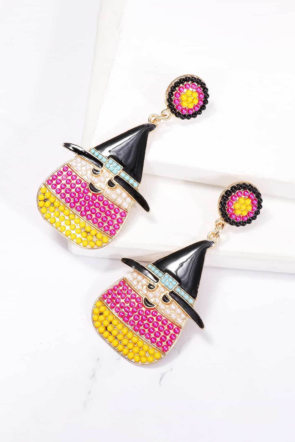Witch's Hat Shape Synthetic Pearl Dangle Earrings - Hovatok