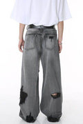 Distressed Wide Leg Jeans with Pockets - Hovatok