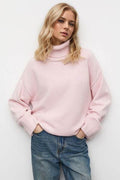 Basic Bae Turtleneck Dropped Shoulder Long Sleeve Sweater - Hovatok