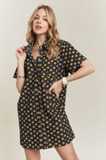 ADORA Floral Button-Up Mini Denim Dress - Hovatok