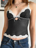 Devine Lace Detail Polka Dot V-Neck Cami - Hovatok