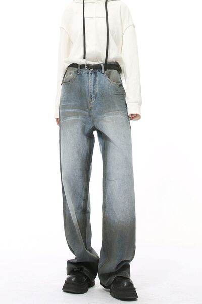 High Waist Baggy Jeans with Pockets - Hovatok