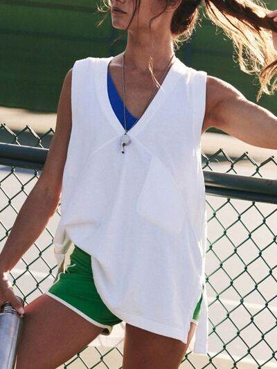 Side Slit V-Neck Tank - Hovatok