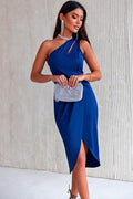 Ruched Cutout Single Shoulder Dress - Hovatok