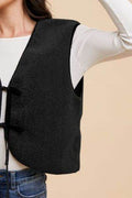 Annie Wear V-Neck Tie Detail Vest Coat - Hovatok