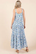 Mittoshop Flower Print Tiered Sleeveless Empire Maxi Dress - Hovatok
